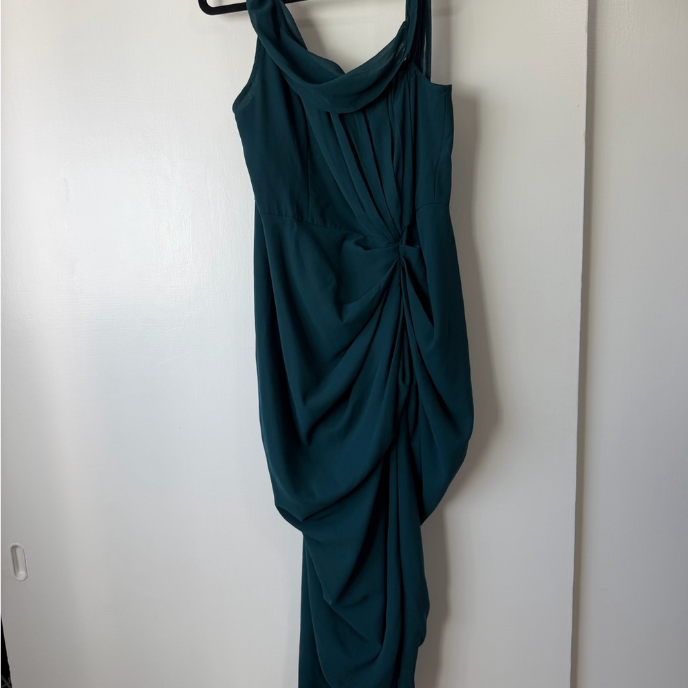 PrettyLittleThing Teal One Shoulder Dress